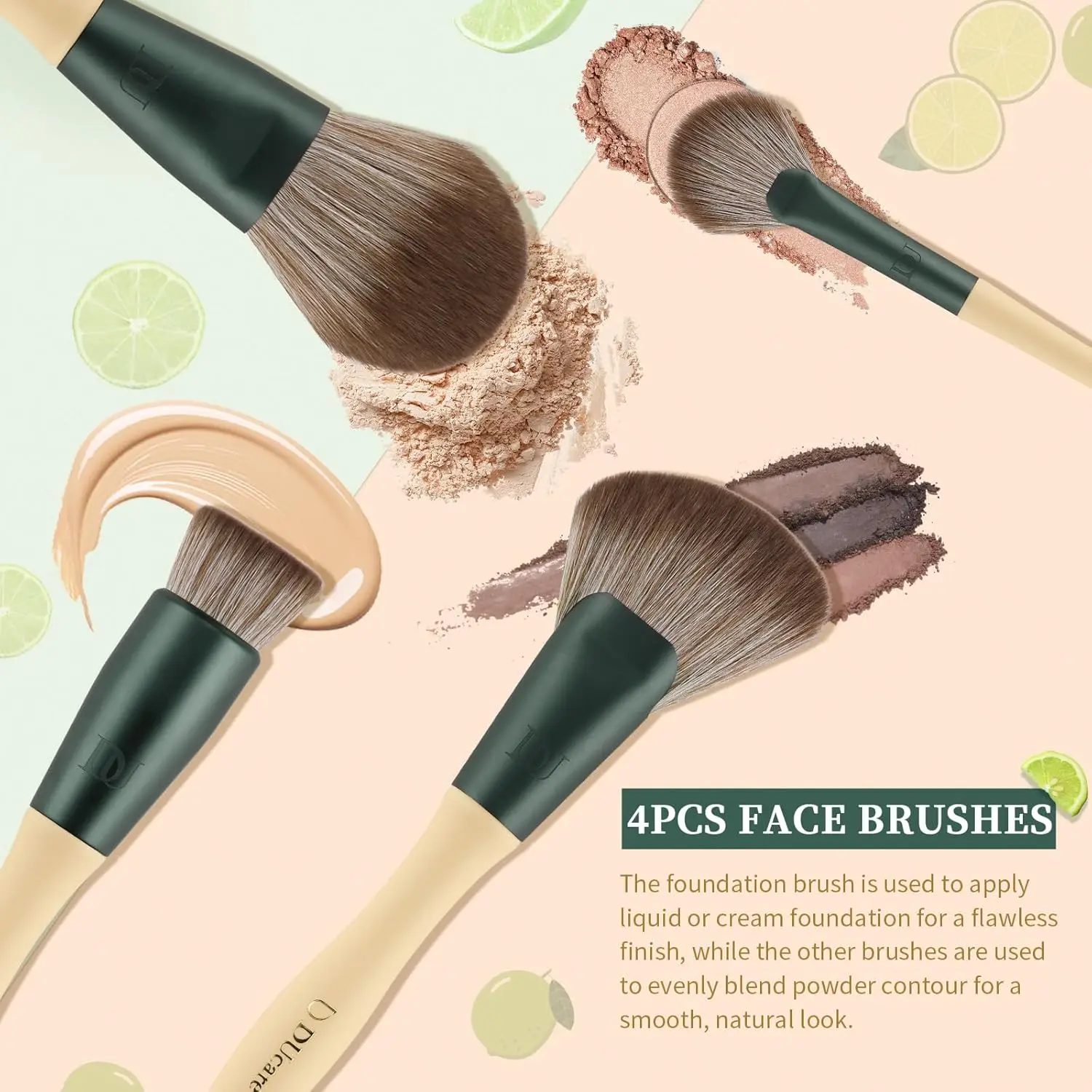 Christmas Makeup Gift Set 18PCS with 14PC Brush & 3PC Sponges + Cosmetic Bag