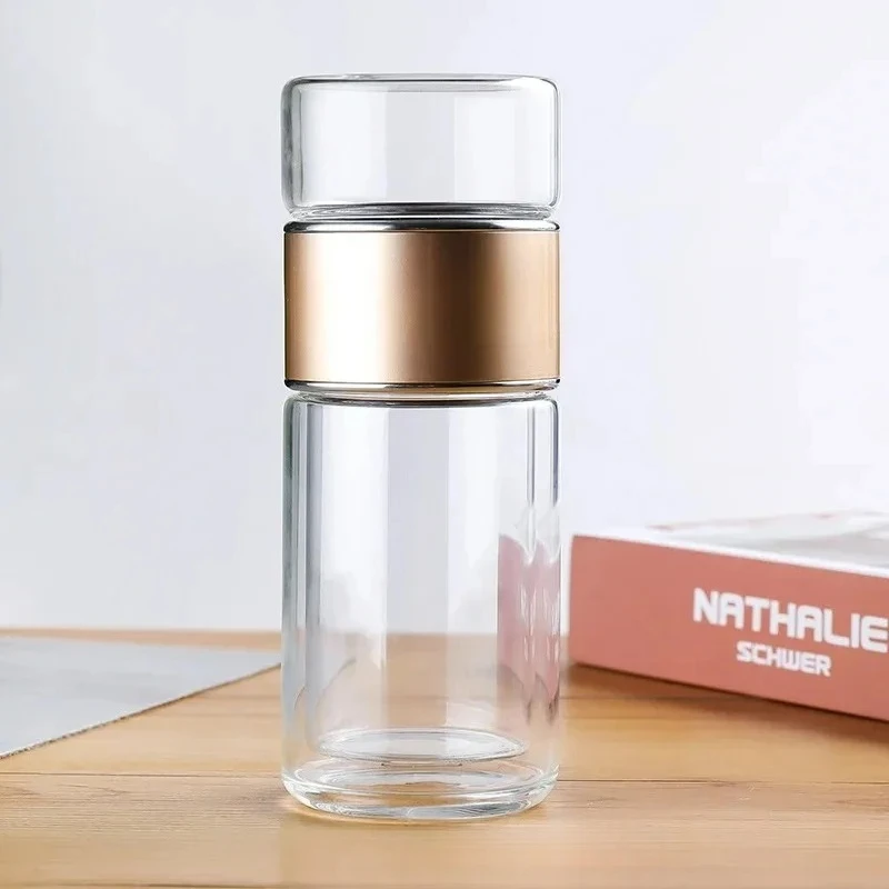 

420ML Tea Water Bottle High Borosilicate Glass Double Layer Tea Water Cup Infuser Tumbler Drinkware Water Bottle With Tea Filter