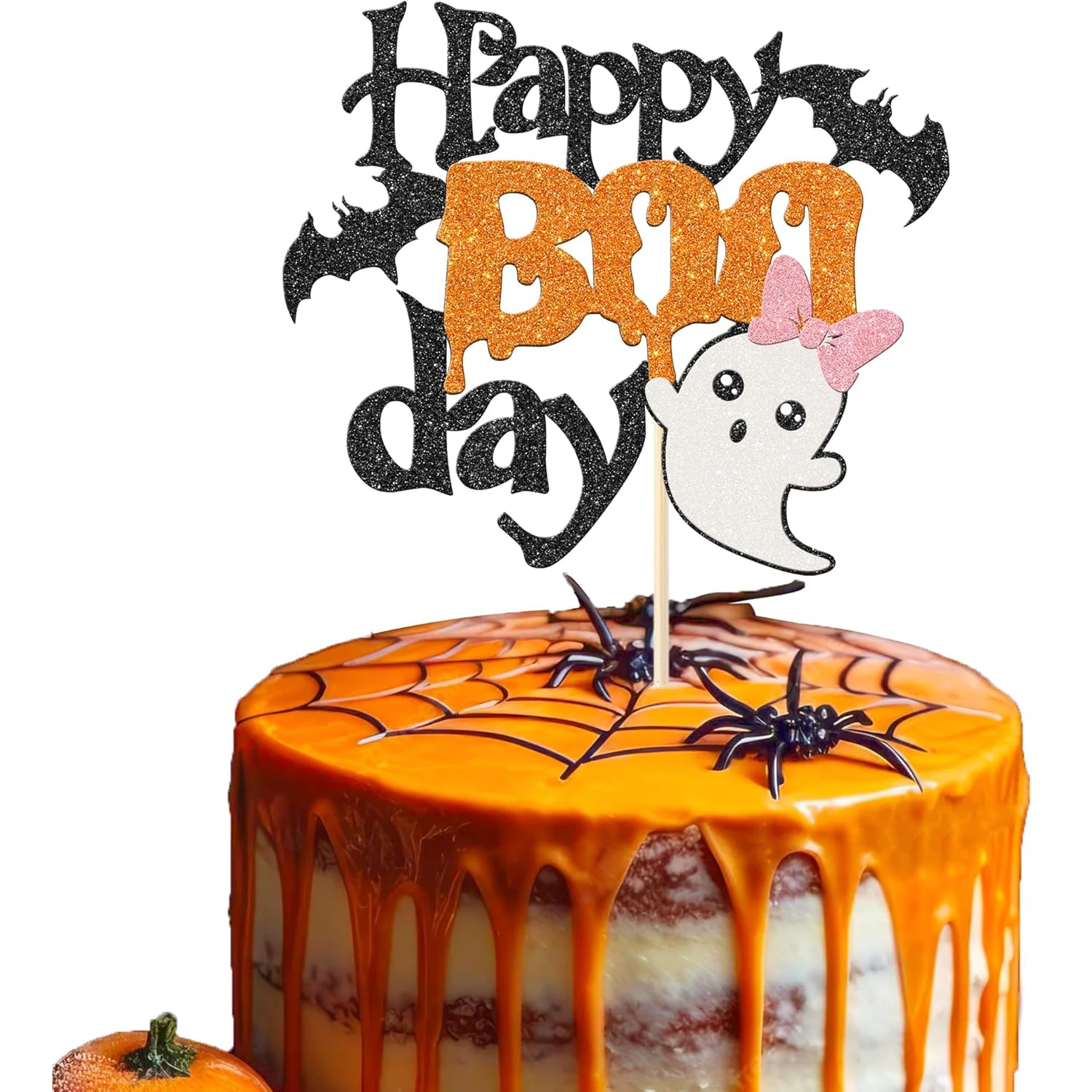 Happy Boo Day Kuchenaufsatz, glitzernd, Little Boo, Halloween-Party-Dekoration, gruselige Fledermaus-Kuchenaufsatz, Babyparty-Party-Dekoration