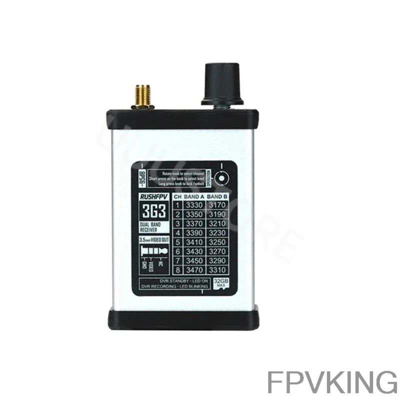 RUSHFPV 3.3GHz 8CH Video Receiver with DVR Option with High-Gain Directional 15.8dBi Antenna for RC Remote Multi-Rotor Drone