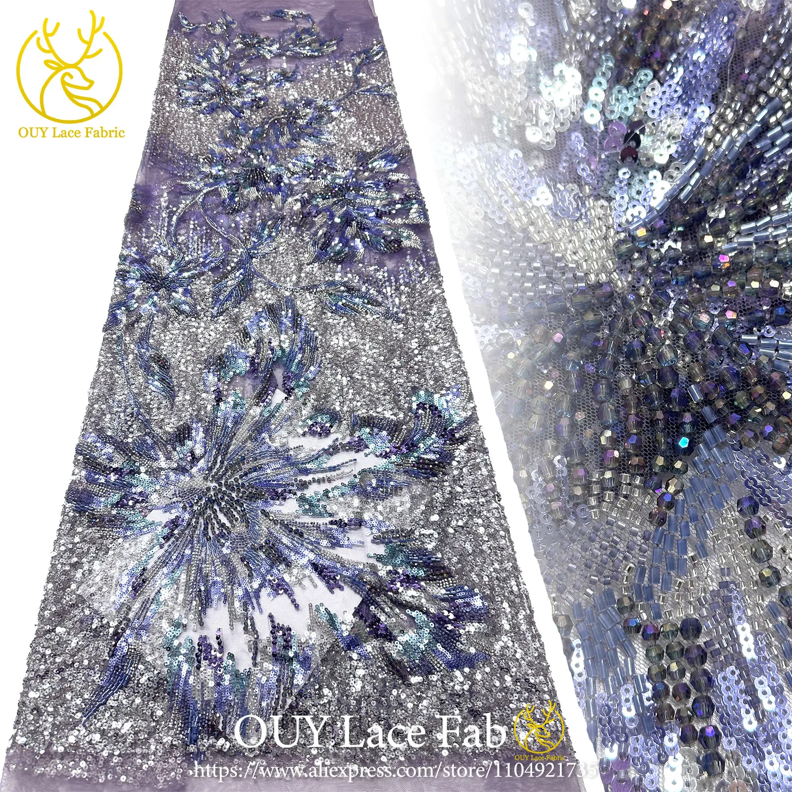 

2026 Luxury Mexican Beaded Lace Fabric 2026 Premium French Nigerian Sequins Lace Fabric Ideal for Wedding Dresses and Party Gows