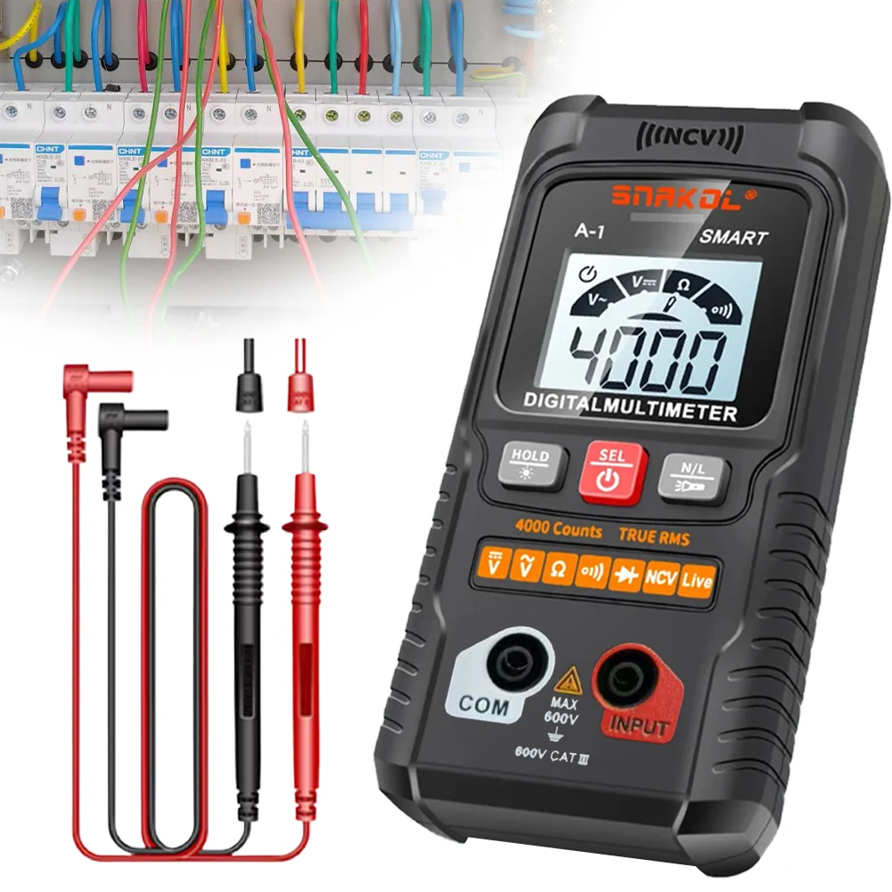 

Автоматический цифровой мультиметр, 4000 отсчетов, вольтметр переменного/постоянного тока, мультиметр с автоматическим определением диапазона, умный цифровой мультиметр, цифровой мультиметр