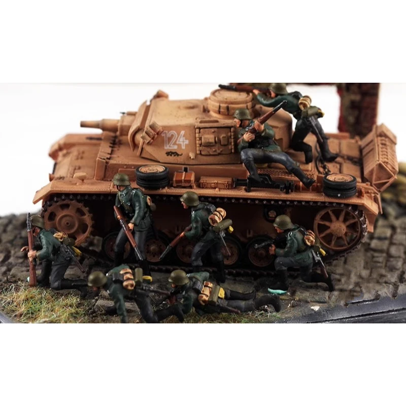 1:72 Scale Model Resin German Armored Evasive Cover 8 Soldiers Action Figure Toys Scene Accessory Display Dolls Collection Gifts