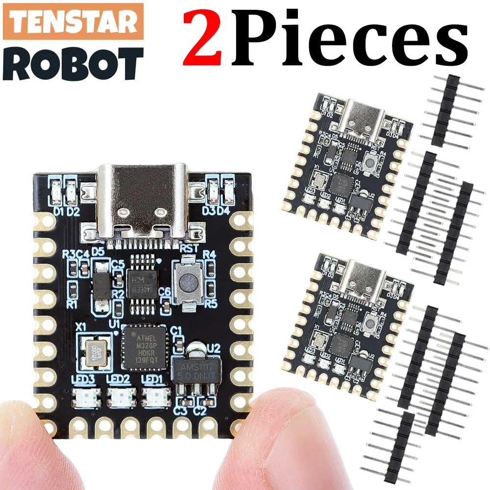 TENSTAR 2pcs Supermini Nano Development Board Type-C USB ATMEGA328P-MMHR Chip Ch340E Serial Port Ultra-Small Size