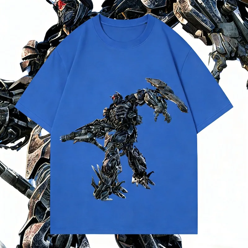 

2025-26 Summer Transformers Graphic 100% Cotton Printed T-shirt for Men Hasbro Brand Children and Unisex Breathable Loose Casual