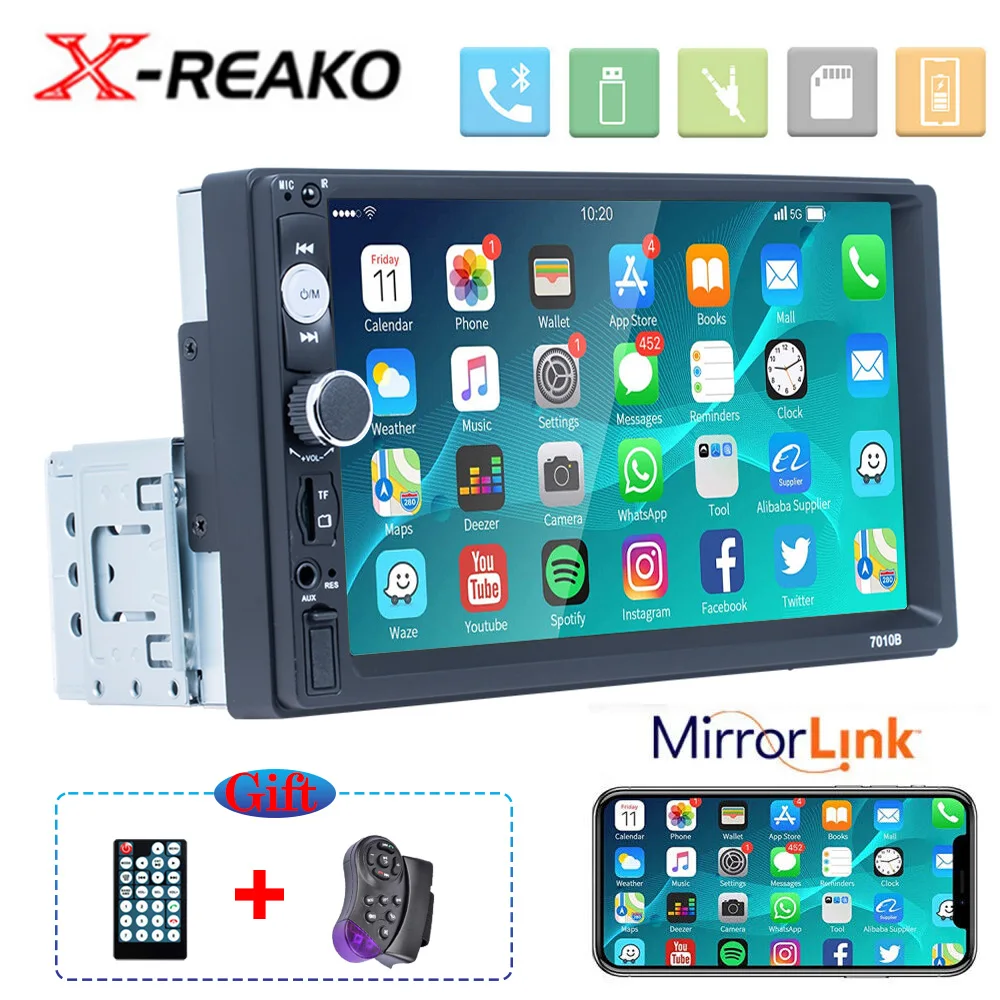 

X-REAKO 1 Din 7 Inch Car Radio Multimedia Player MP5 Touch Screen with Knob USB Bluetooth FM Mirror Link Universal Autoradio