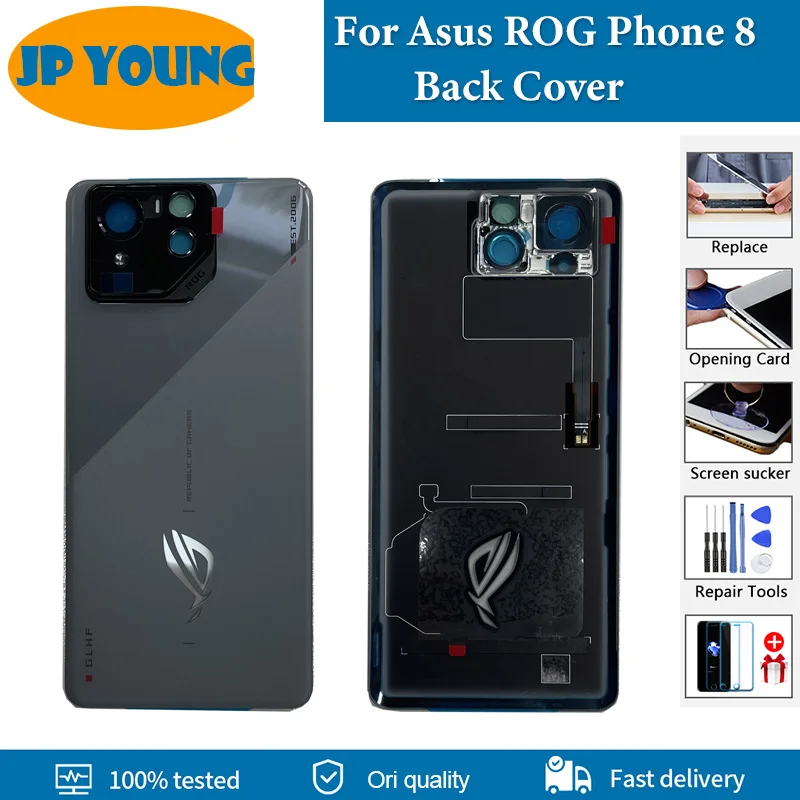 Original Back Battery Cover For Asus ROG Phone 8 Back Cover Rear Case Housing Door For Asus ROG 8 AI2401 AI2401_A Replacement