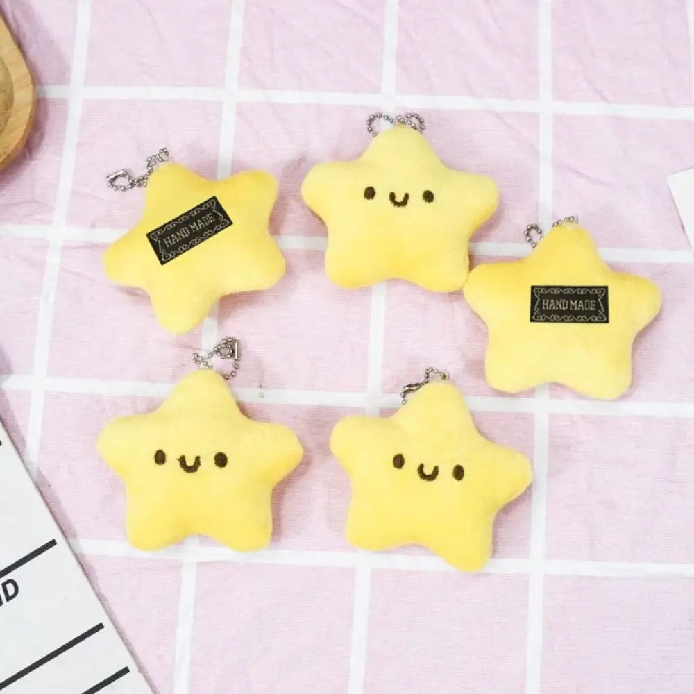 Diy Pendant Key Chain Soft Star Plush Keyring Cartoon Plush Star Plush Pendant Star Cotton Pentagram Key Chain Backpack Pendant