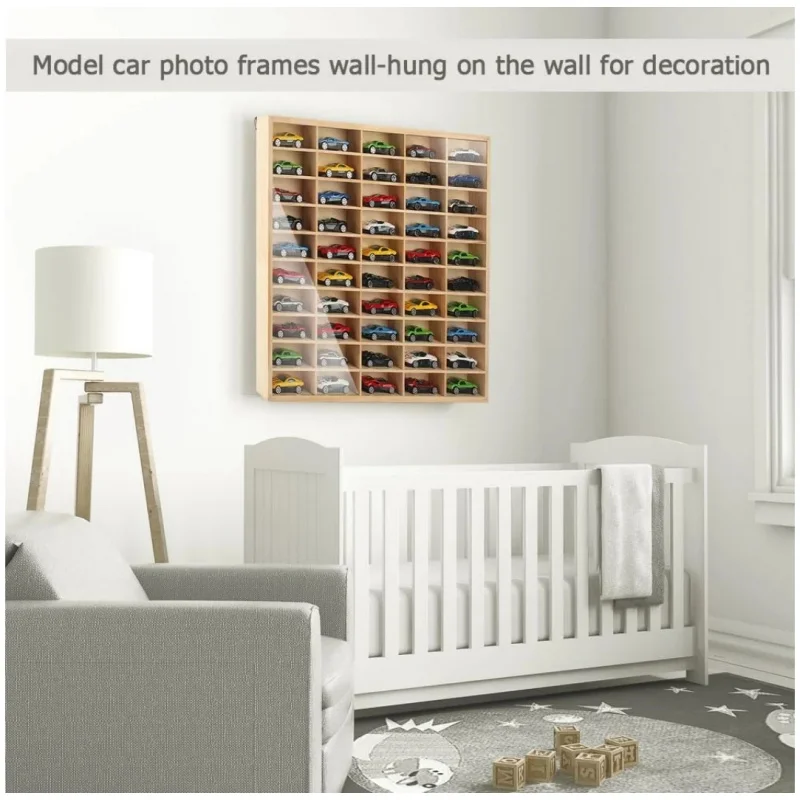 custom.Modern 1/64 Scale Wooden Color Acrylic Model Car Display Wall Mountable with 50 Solid Living Room