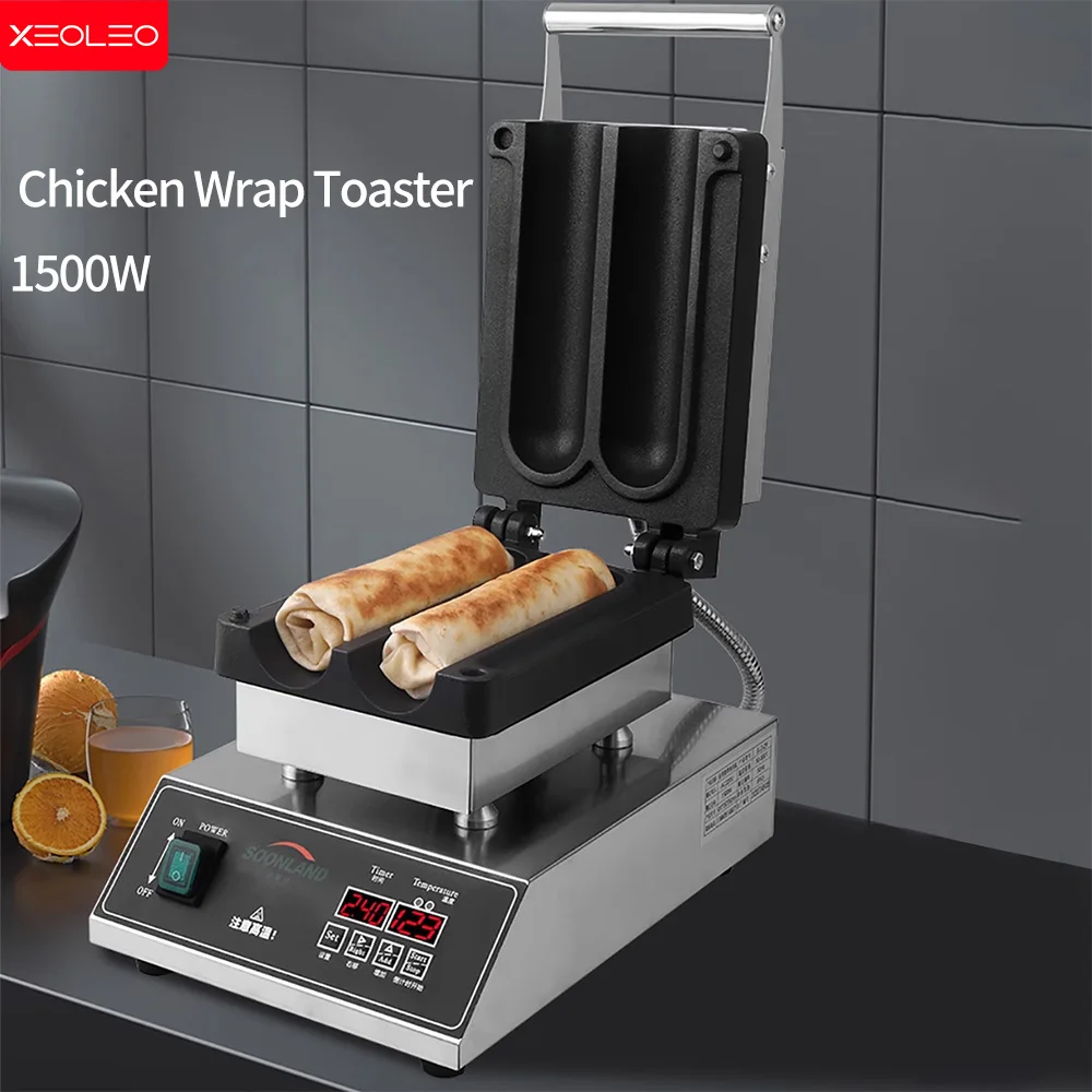 

XEOLEO Digital 2PCS Mexico Chicken Rolls Maker 1500W Chicken Rolls Waffle Maker Non-Stick Chicken Wrap Toaster Grasping Pancaker