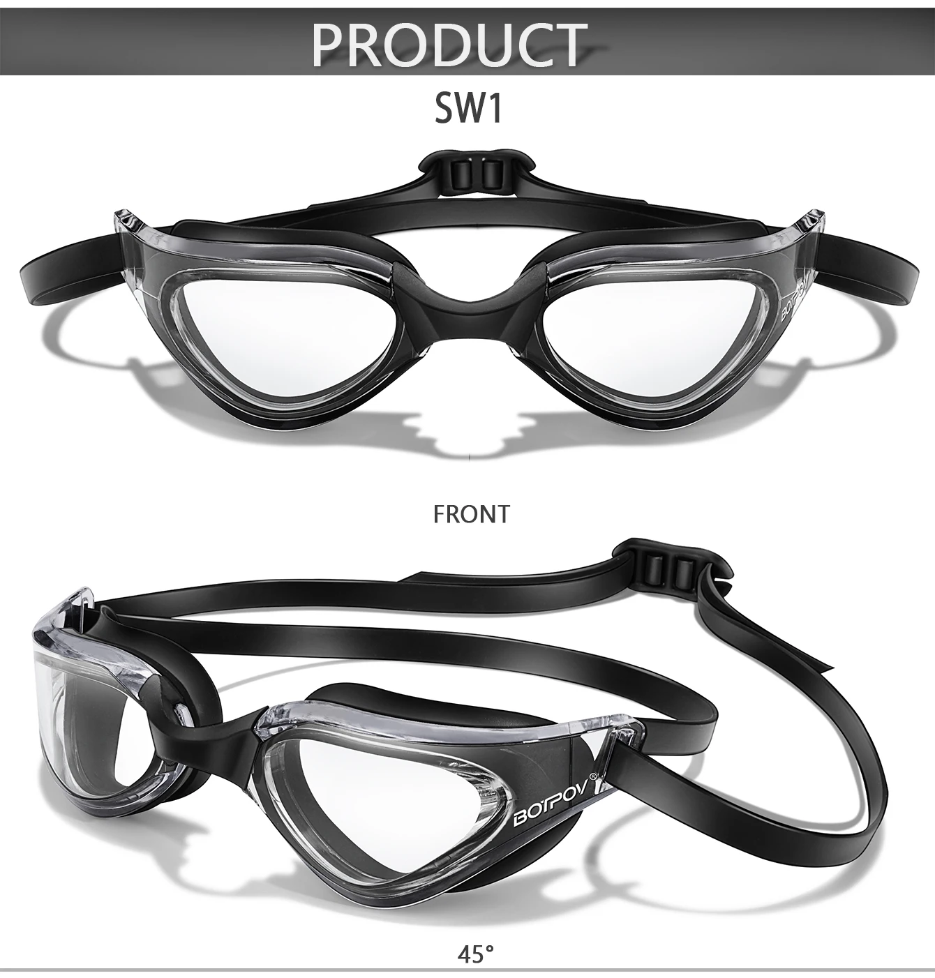 Schwimmbrille, beschlagfrei und klare Sicht, kein Auslaufen, schnell verstellbarer Riemen in verschiedenen Linsenfarben – Detail 5
