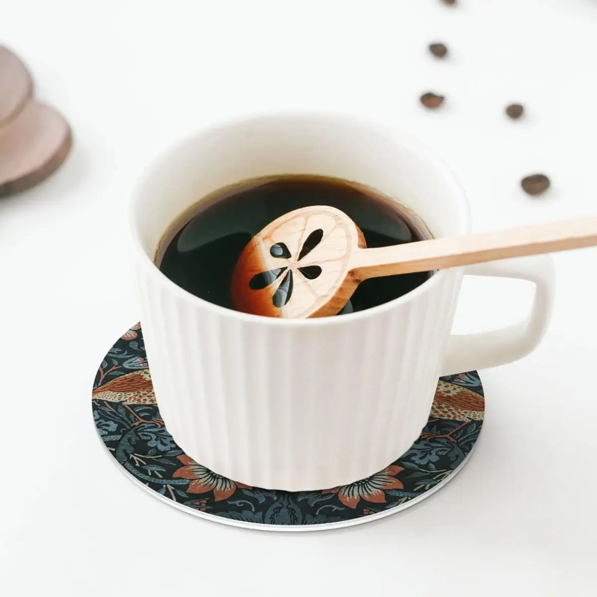 ويليام موريس الملصق الأصلي الفراولة اللص 1883 الوقايات المطبخ المفارش عدم الانزلاق كوب عازل الحصير القهوة مجموعة من 4 #2