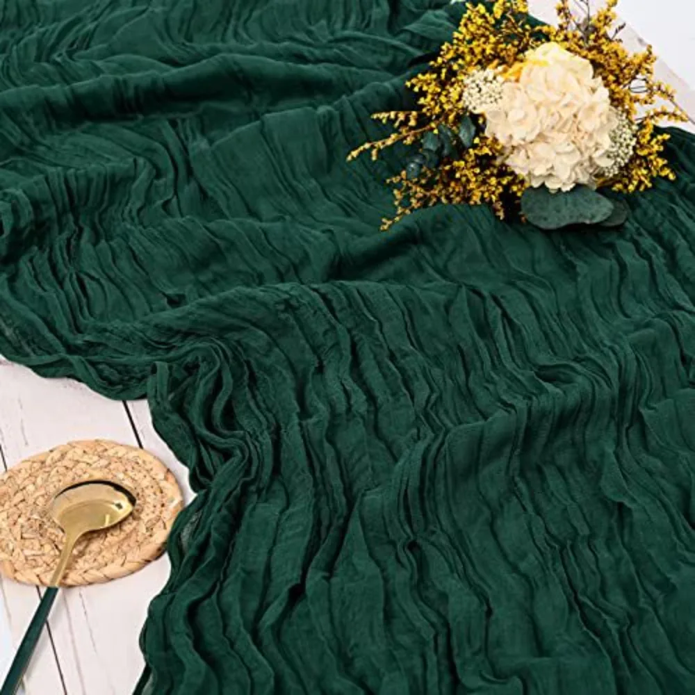 

Table Covering Elegant Crepe Table Runners Washable Soft Pleated Tablecloth Polyester 180/300/400CM Table Flag Party Decorations