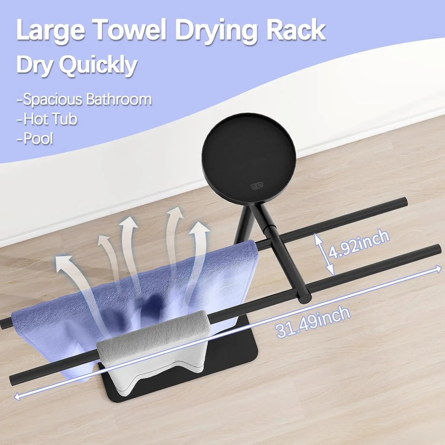 nding Towel Rack For Spacious Bathroom, 31.5 Inch Wide Large Towel Stand, Pool Towel Rack Outdoor Towel Drying Rack Blanket