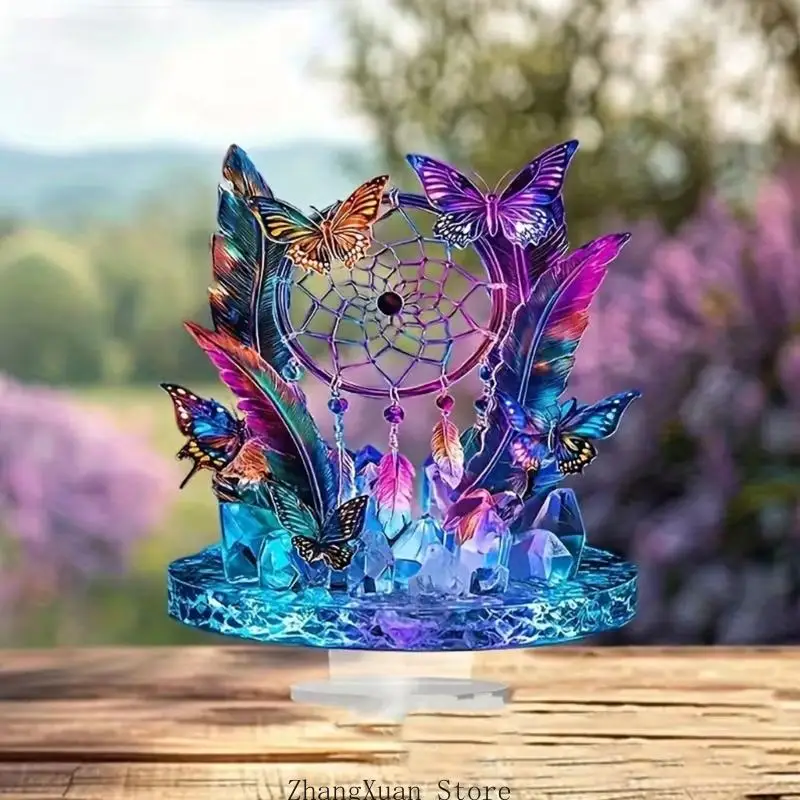 3XUF 2D flaches Acrylornament Traumfänger/goldene Kröten Baum Kaffeezwerge Statue Desktop-Dekorationen für Zuhause – Detail 10