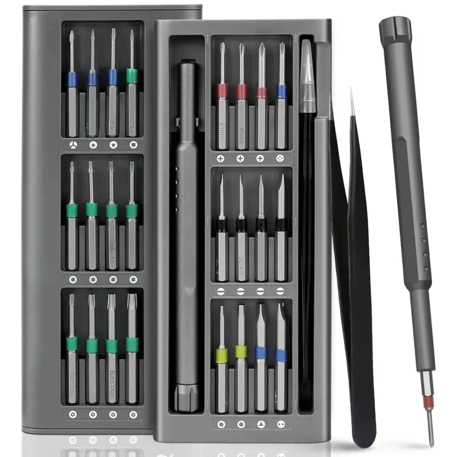 Versatile Essential Precision Mini Screwdriver Set - 26-Piece Kit with 24 Long Torx Phillips Drill Bits and 1 Tweezer for Precis