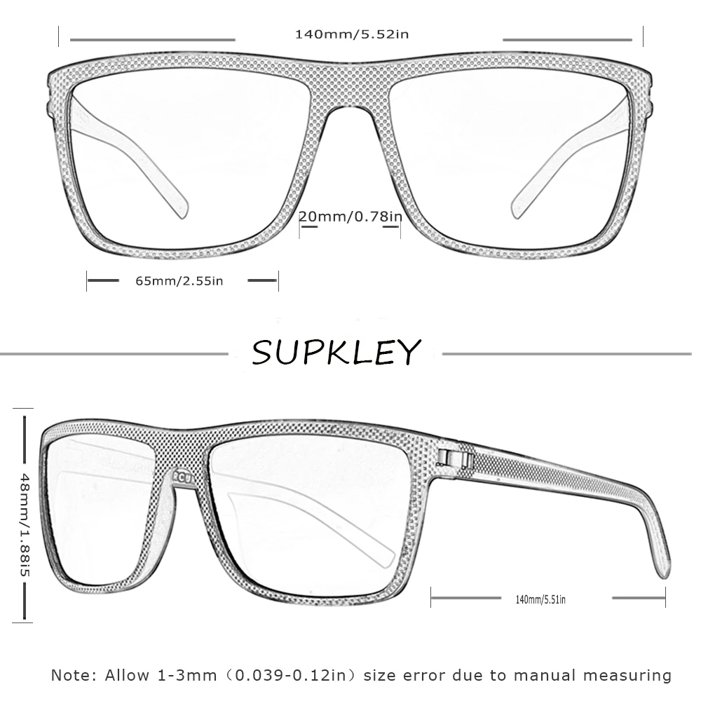 SUPKLEY Brand Classic Retro Square Polarized Sunglasses For Men Women Casual Business Sunglasses Tennis Mountaineering