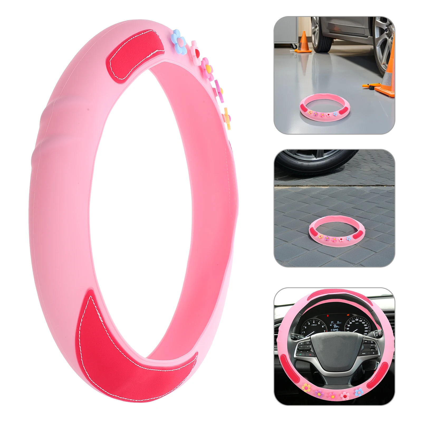 

Silicone Steering Wheel Cover Car Elastic Handle Protector S Anti-slip Cartoon Silica Gel