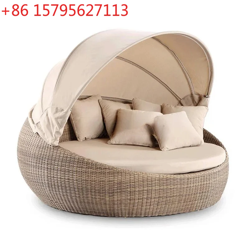 Cama redonda grande, jardín, patio, sofá tipo nido de pájaro, playa al aire libre, balcón, piscina, área exterior para descansar