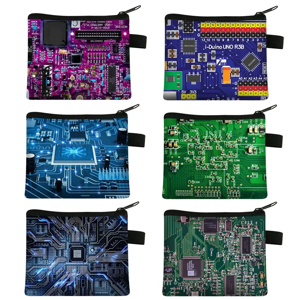 Electronic Chip Coin Purse Men Wallet Circuit Board Credit Card Money Bag Mini Handbag and Clutch Women Purses Boys Coin Bag