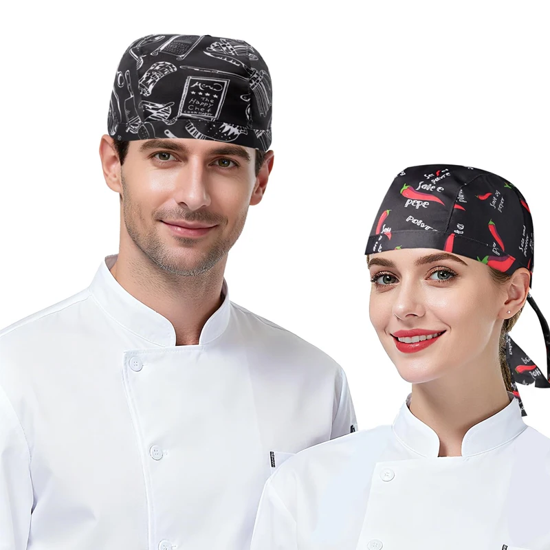 3 pezzi di cappelli da cuoco, sciarpe per la testa per uomo e donna, cappello da cuoco professionale regolabile, fascia per capelli, berretto con teschio per cucina e altri lavori