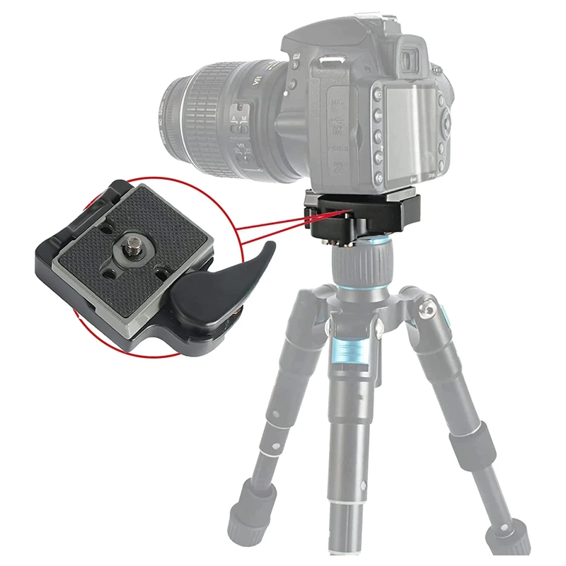 Camera Quick-Change Plate With 1/4 Inch Screw For Manfrotto 200Pl-14 + Quick-Change Plate Clamp Camera Tripod Ball Head