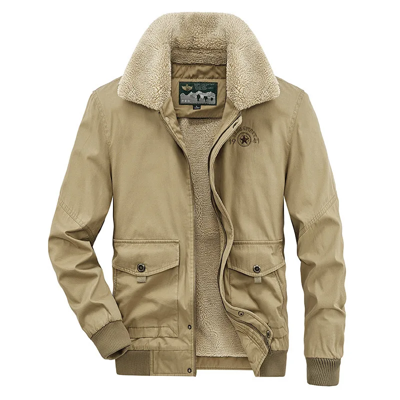 New Winter Men Cotton Bomber Jackets Casual Tooling Jackets Fashion Male Fleece Warm Parkas Quality Man Slim Cargo Coats Size 4X