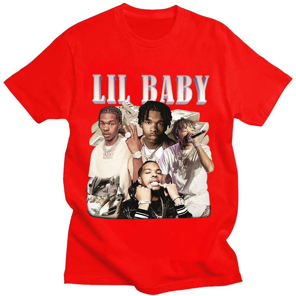 Hip Hop Rapper Lil Baby T-Shirt Vintage Grafik T-Shirt übergroße Baumwolle Kurzarm T-Shirts Streetwear Harajuku Streetwear