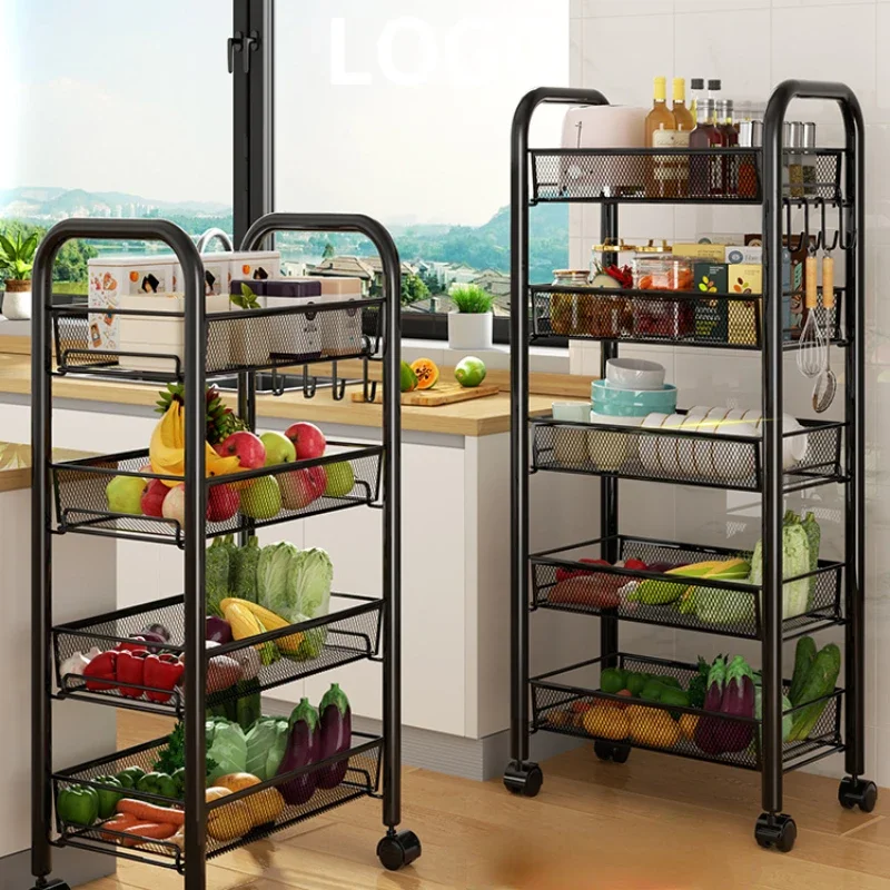 Kitchen Storage Rack Storage Rack Floor Multi Layer Products Trolley Multi-Functional Vegetable Basket