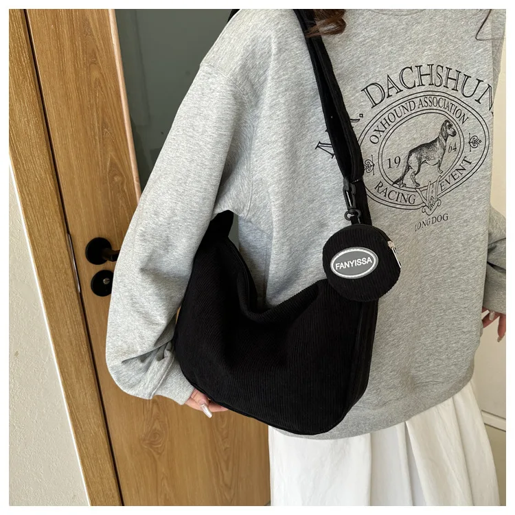 2026 Neue Schultertasche für Damen, Ins-Stil, Japanischer Cord, für Studenten und Pendler, Vielseitige Große Umhängetasche – Detail 7