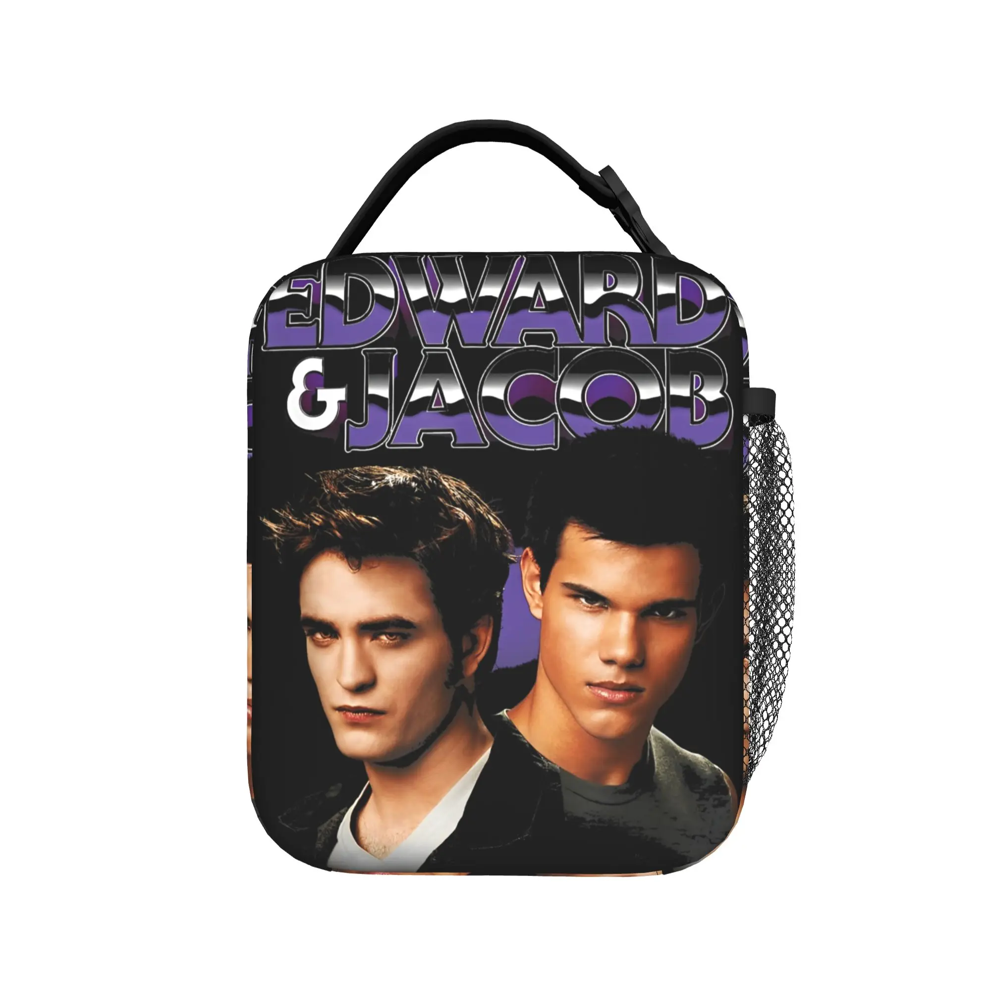 Edward & Jacob Insulated Lunch Bag Portable The Twilight Saga Reusable Thermal Bag Lunch Box Tote College  Travel Men Women