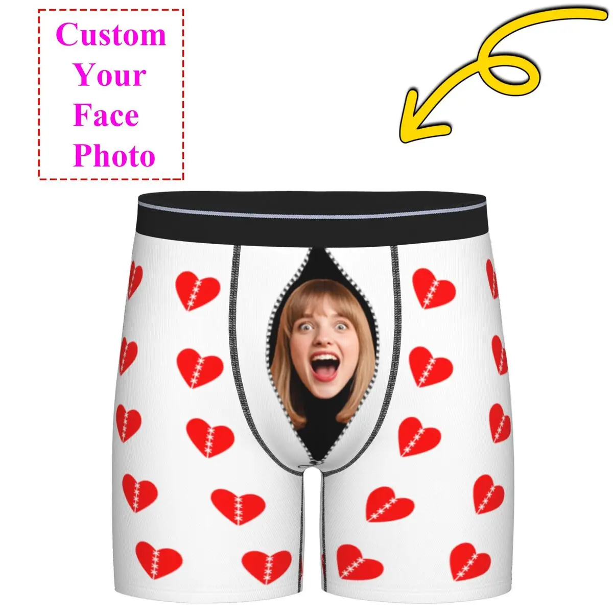 Custom Personalized Face Photo Underwear Men Boxer Briefs Shorts Panties Soft Underpants For Homme Husband Valentine's Day Gift