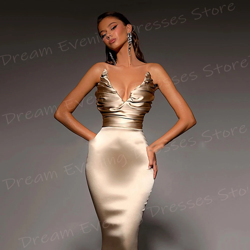 Charming Women's Mermaid Popular Evening Dresses Modern Sexy Strapless Sleeveless Prom Gowns Floor Length فساتين سهره شارون سعيد