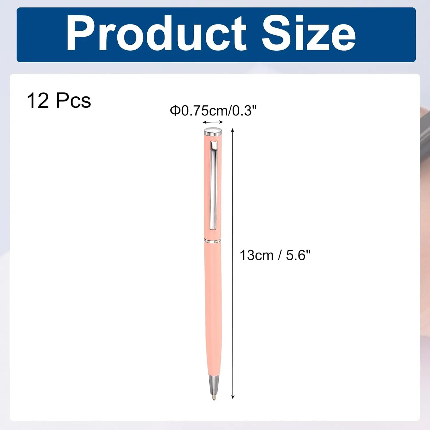 Slim Metallic Ballpoint Pen, 12Pcs Black Ink 1mm Medium Point Pen Retractable Lightweight Smooth Writing Pens with Metal Clips
