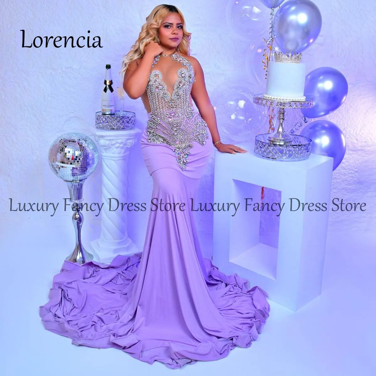 Customized Formal Diamonds Long Prom Dresses Sparkly Beads Rhinestone Crystal Tiered Sleeveless Wedding Reception Party Gown