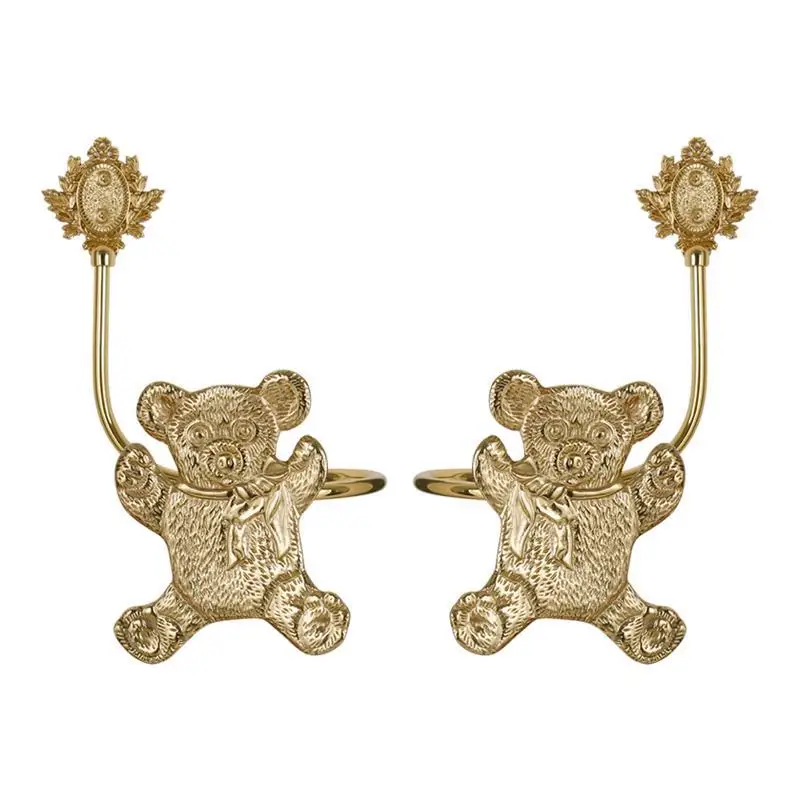 High-end Luxury 1Pair Solid Brass Little Bear Drapery Holdback Curtain Wall Tie Back Hooks Home Decorative Hardware