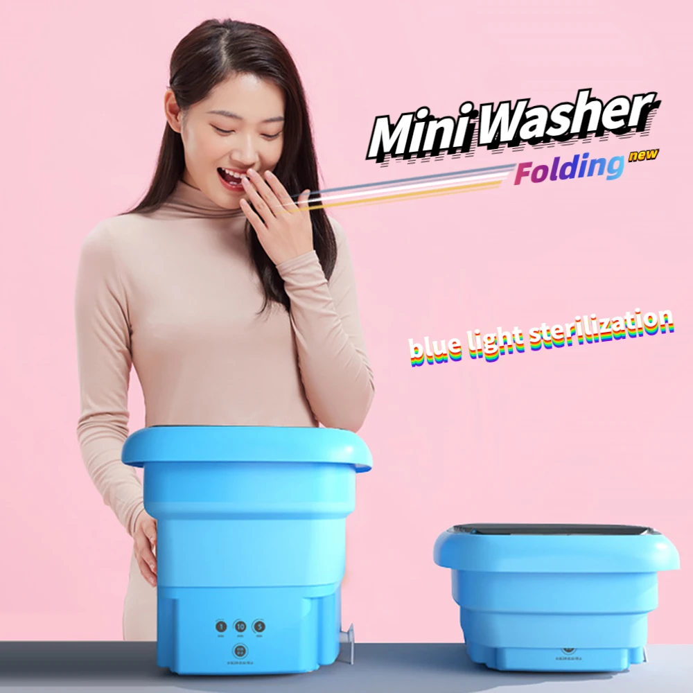 

Portable Folding Washing Machine for Clothes Socks Underwear Cleaning Mini Small Travel Washer With Dryer Bucket