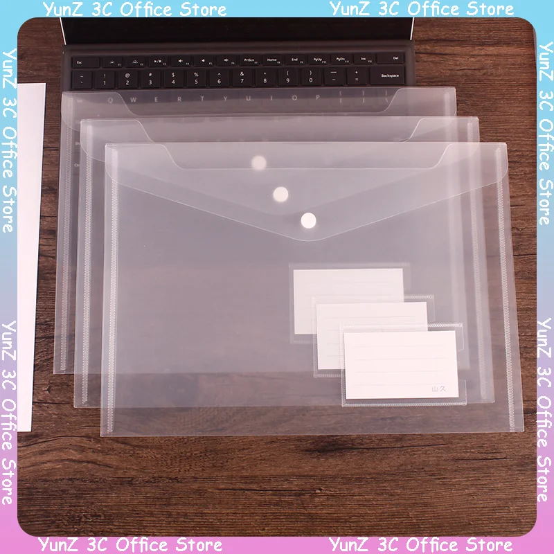 A4 Transparent Document Bag Exam Folder Archive Bag Pp Plastic Button Stationery Student Information Storage Bag