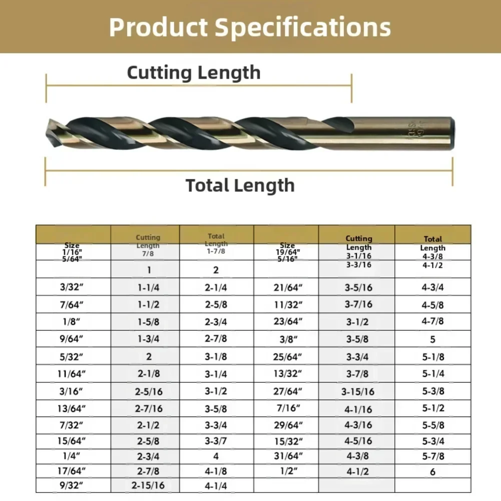 Drill Bits For Metal And Wood 165*80mm 6.49*3.14in HSS Twist Drill Bucket Storage Box Efficient Cutting Design