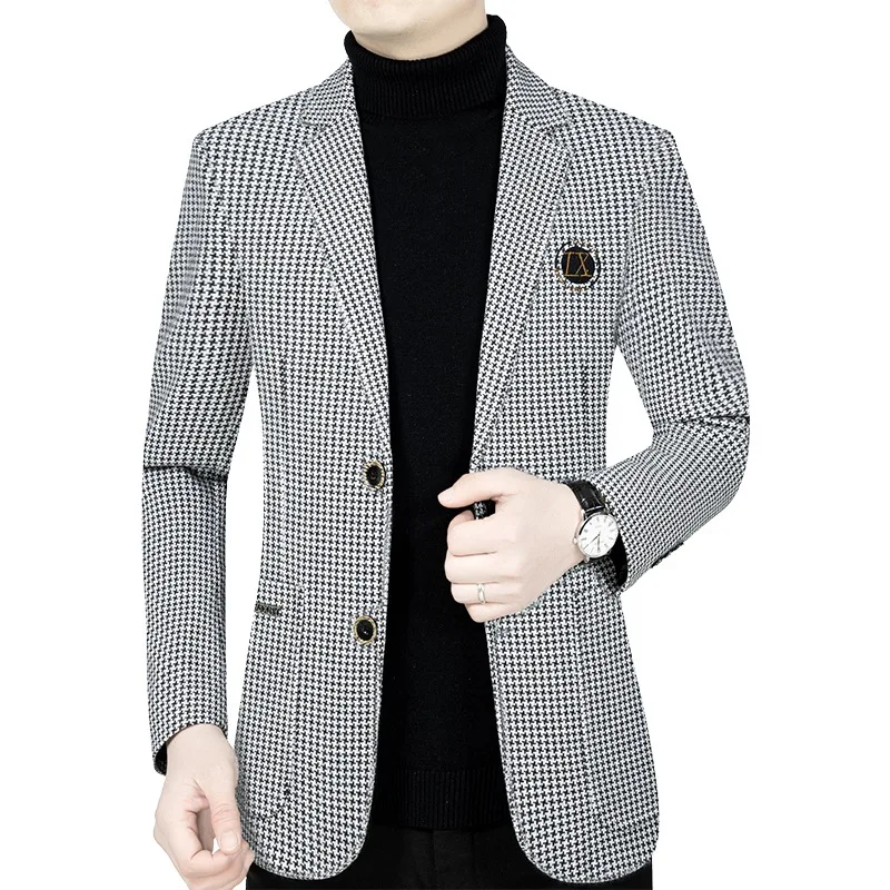 Men Plaid Business Blazers Jackets New Male Casual Suits Coats High Quality Man Spring Slim Blazers Jackets Suits Coats Size 4XL