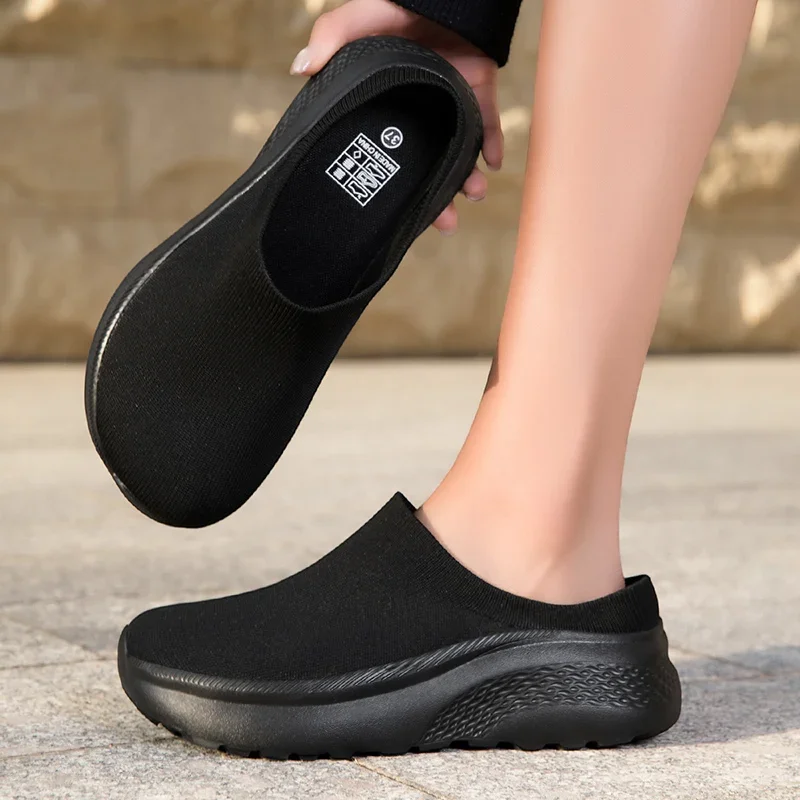 Wide Barefoot Women Slippers Sandals Breathable Mesh Thick Sole Flat Walking Shoes Home Slippers Couple Shoes Men Slippers view 2