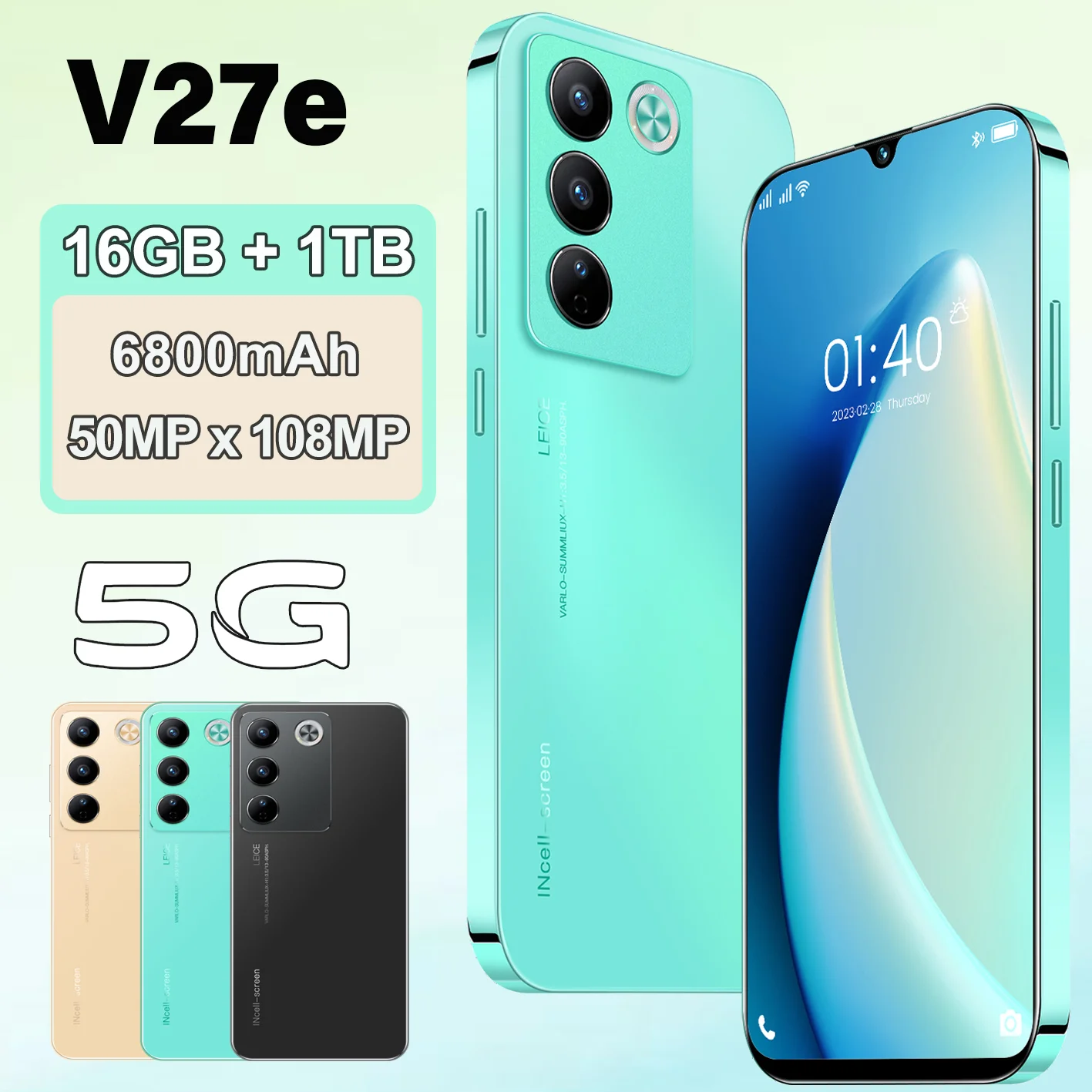 

2026 HOT Silicone Case For V27e Smartphone Shockproof Cover 7.3"HD High Quality 6800mAh Original Mobile WiFI