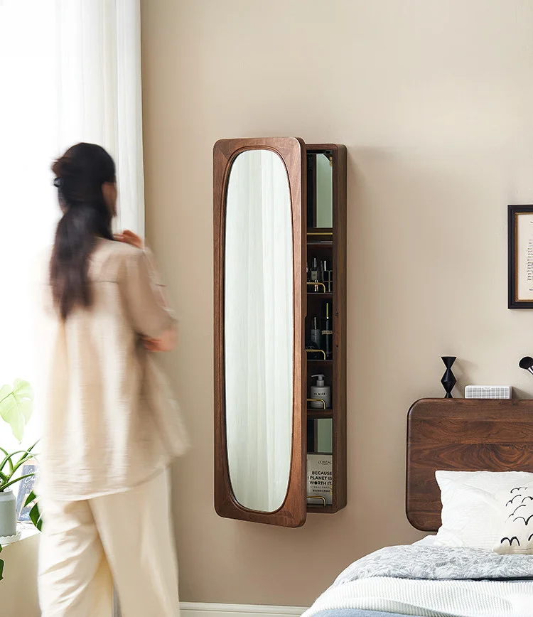 

Original Original Solid Wood Dressing Mirror Wall-Mounted Dressing Table Bedroom Full Body Makeup Mirror