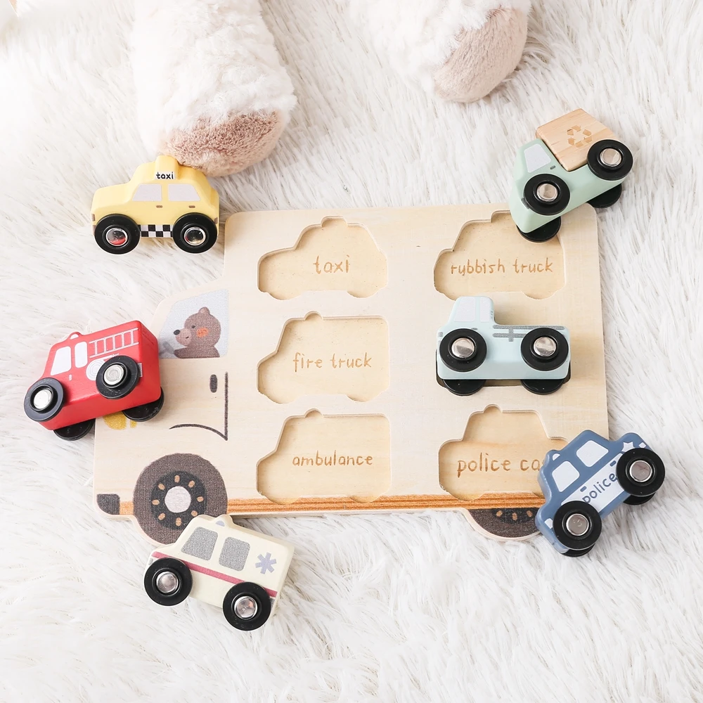 Montessori Baby Puzzles Toys Wooden Geometry Puzzle Toys Animal Car Shape Puzzle Board Matching Games Educational Learning Toys