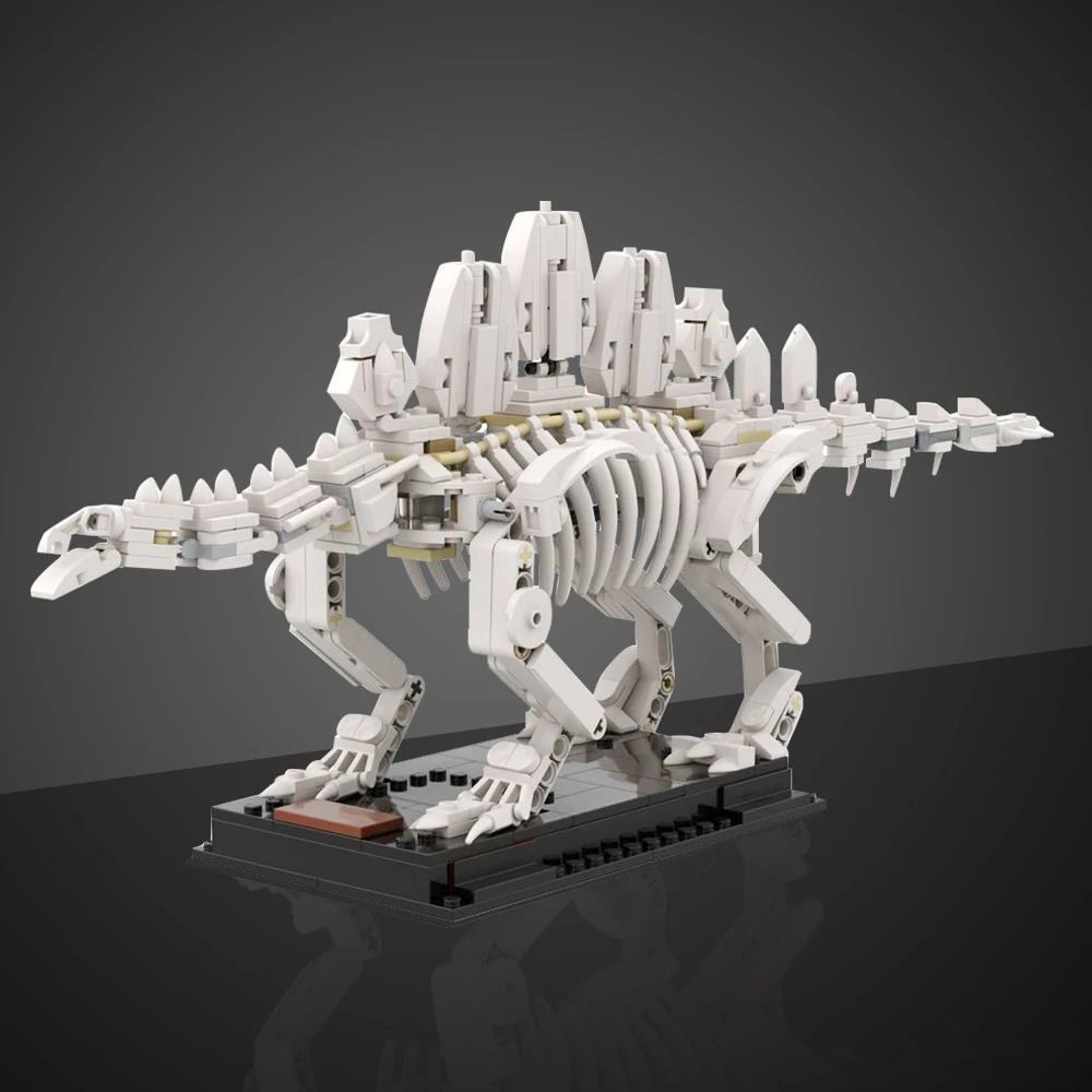 MOC Stegosaurus Fossil Skeleton Model Building Blocks Dinosaur Fossil DIY Assemble Creative Blocks Educational Toys as Gifts