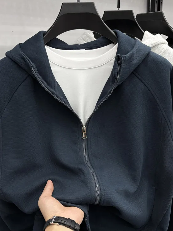 

Тяжелая хлопковая толстовка с капюшоном Jaet, мужской модный универсальный спортивный кардиган на молнии, тонкий дышащий повседневный городской кардиган