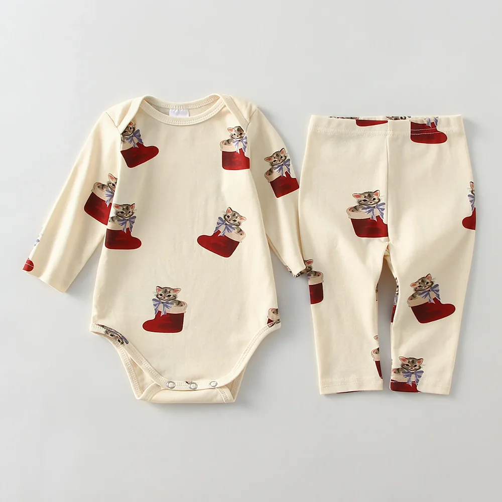 Christmas Newborn Baby Girls Boys Clothes Set Cotton Soft Long Sleeve Bodysuit + Leggings Outfits Baby Clothing