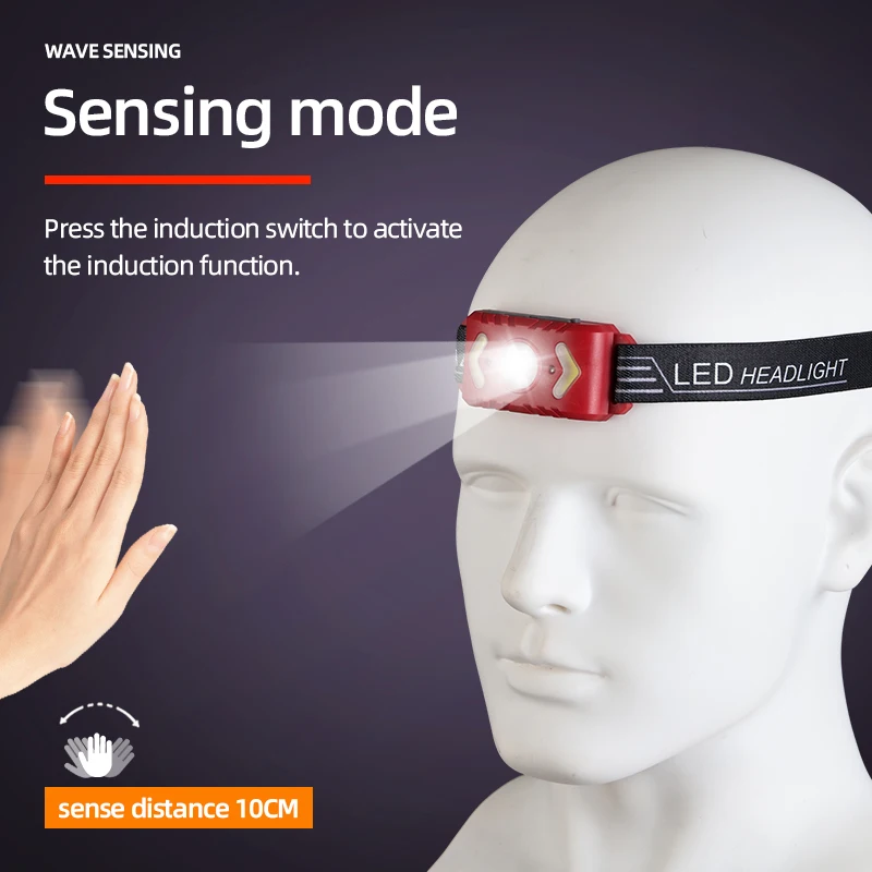 New Sensor LED Headlamps COB Mini Portable USB Rechargeable Waterproof Fishing Work Light Outdoor Head Lamp Work Flashlight