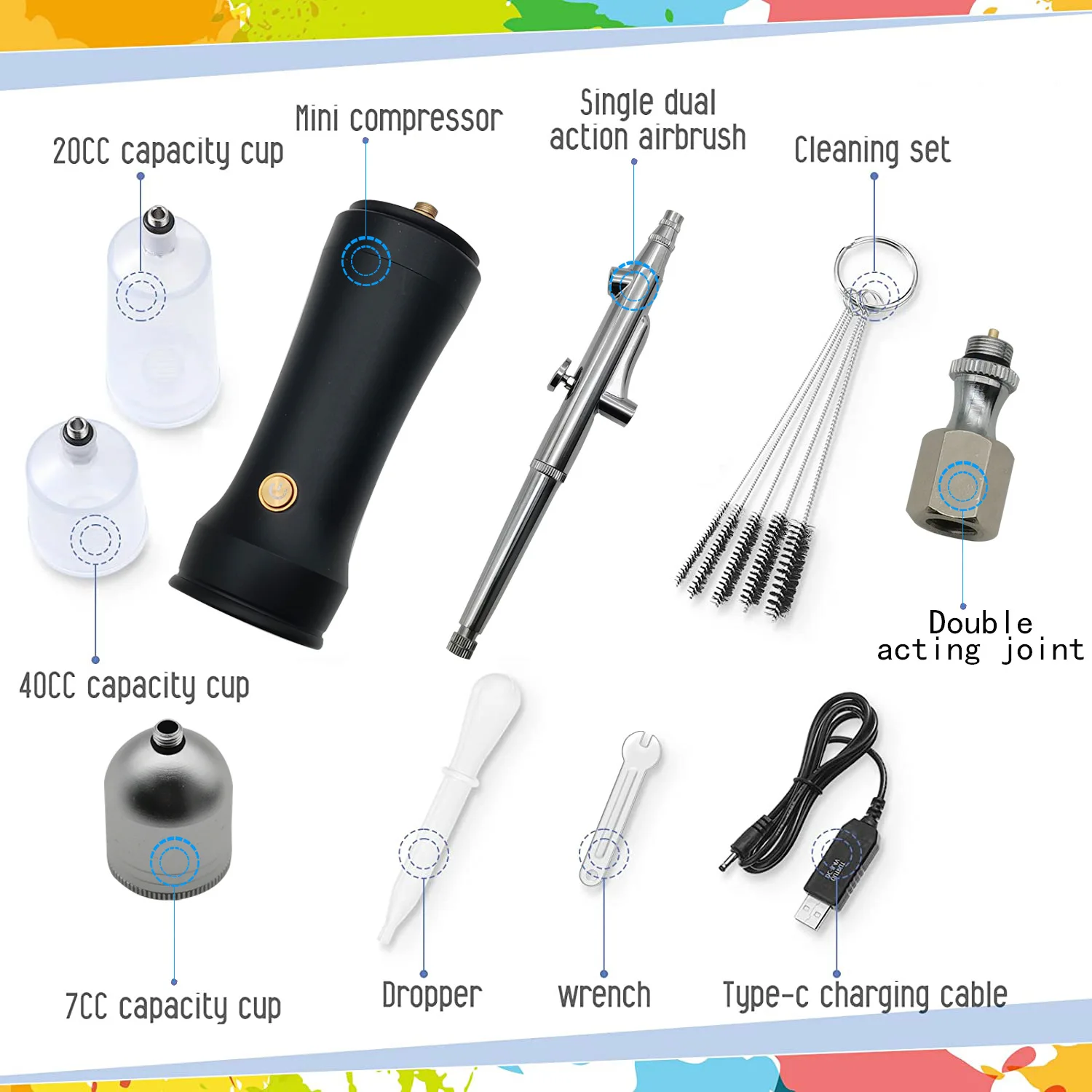 Pompa Udara Airbrush Elektrik Pompa Udara Mini Isi Ulang Model Portabel Pistol Semprot Pompa Udara