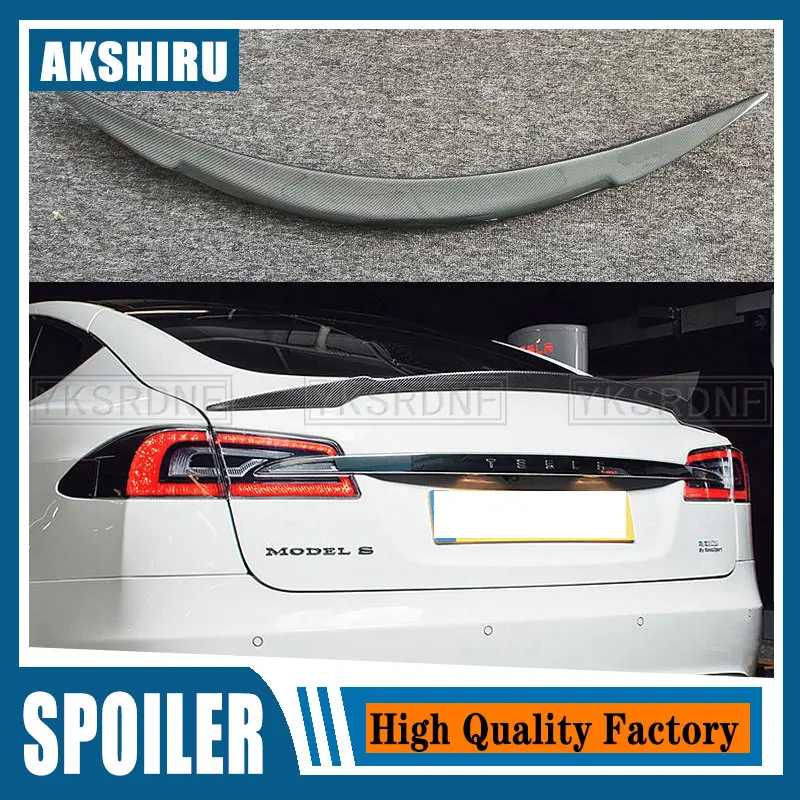 

YKSRDNF For Tesla Model S 2015 2016 2017 Rear Wing Spoiler, Trunk Boot Wings Spoilers carbon fiber 3M Paste